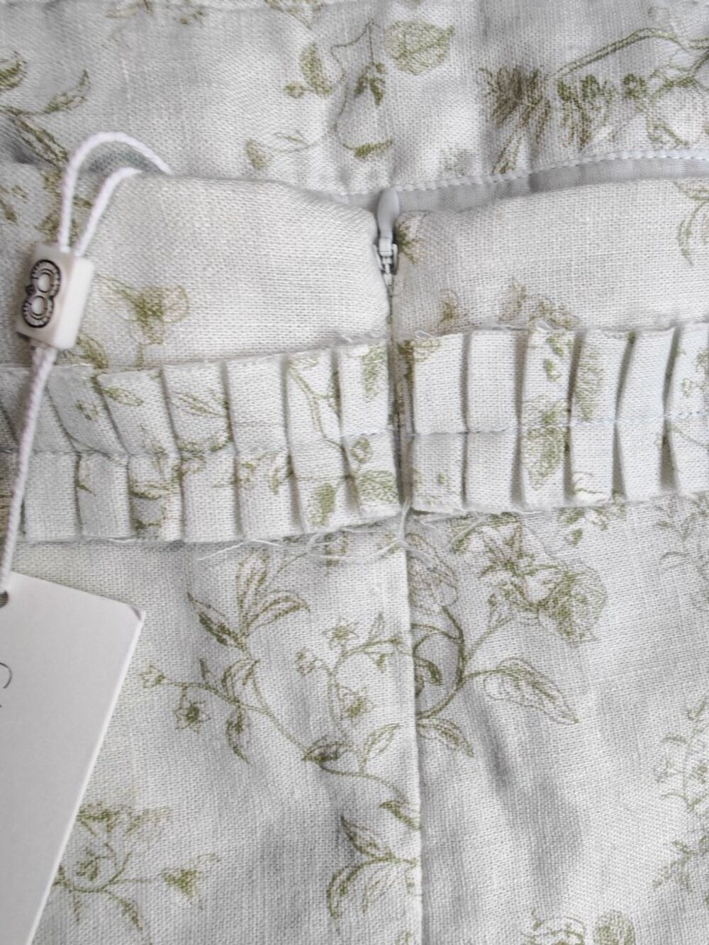 Caroline Constas NWT Pearl Linen Blend Midi Dress M Mint Floral $395 - Picture 13 of 16